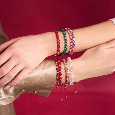 Mini Teal Firefly Glass x Red String Bracelet